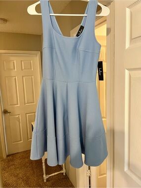 Lulu's Light Blue Textured Fit & Flare Kids Dress
